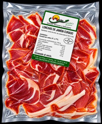 Lonchas de jamón curado bodega.